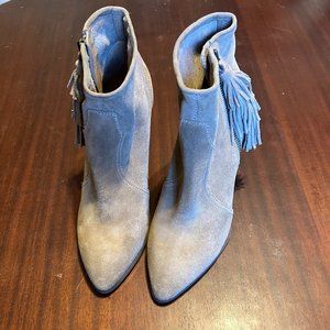 Nine West Western wedge booties, tan suede leather, Size 10M